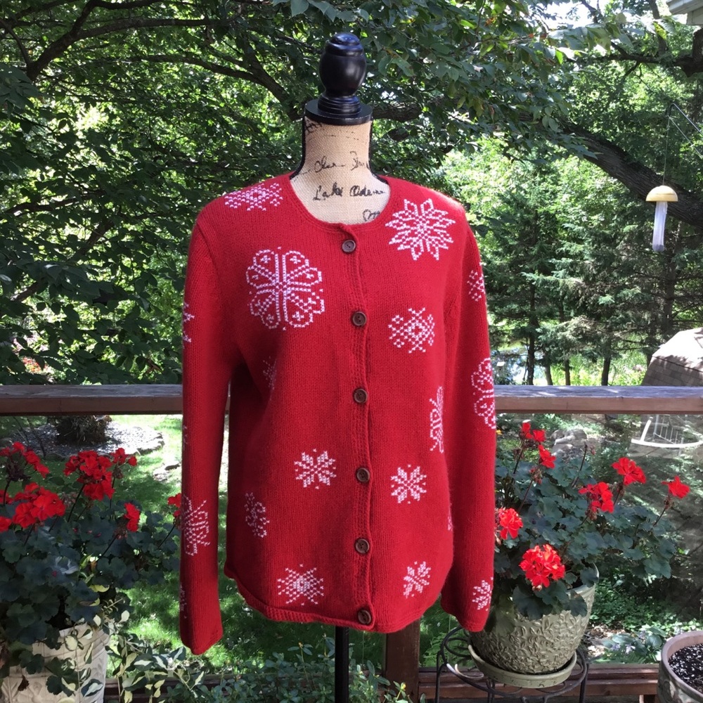 Eagle’s Eye 100% Wool Red Cardigan